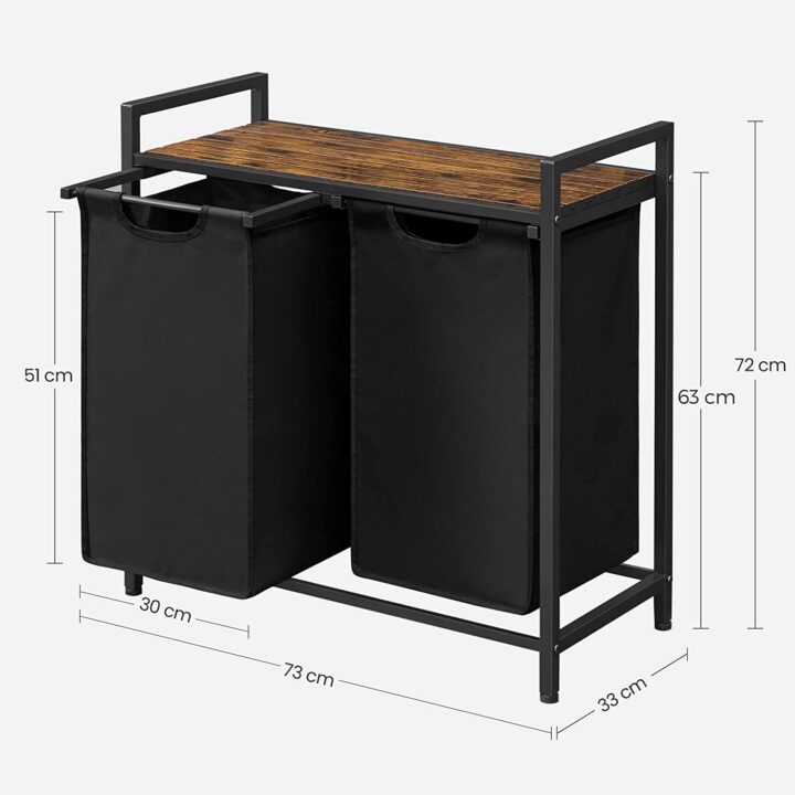 Pesukorv alusega 73x33x72cm rustikaalne pruun, must Pesukorvid ja hoiukastid