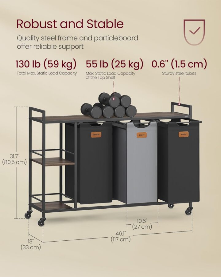 Pesukorv 117x33x80.5cm Riiulid