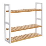 Bambusest riiul 60x15x55cm valge, põhivärv Vannitoariiulid