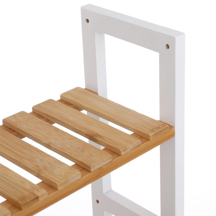 Bambusest riiul 60x15x55cm valge, põhivärv Vannitoariiulid