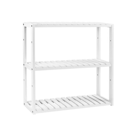 Bambusest riiul 60x15x55cm valge Vannitoariiulid