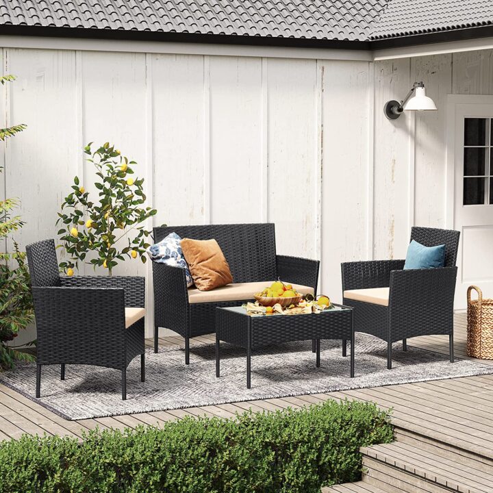 Aiamööbli komplekt 58x49x85cm, 72x42x40cm, 104x49x85cm must, topoloogiline värv Aiamööbli komplektid