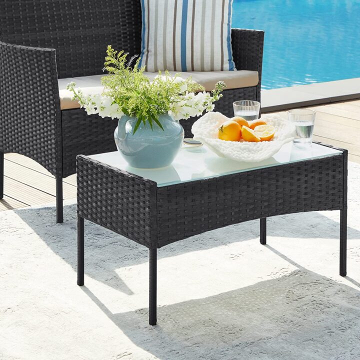 Aiamööbli komplekt 58x49x85cm, 72x42x40cm, 104x49x85cm must, topoloogiline värv Aiamööbli komplektid
