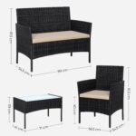 Aiamööbli komplekt 58x49x85cm, 72x42x40cm, 104x49x85cm must, topoloogiline värv Aiamööbli komplektid