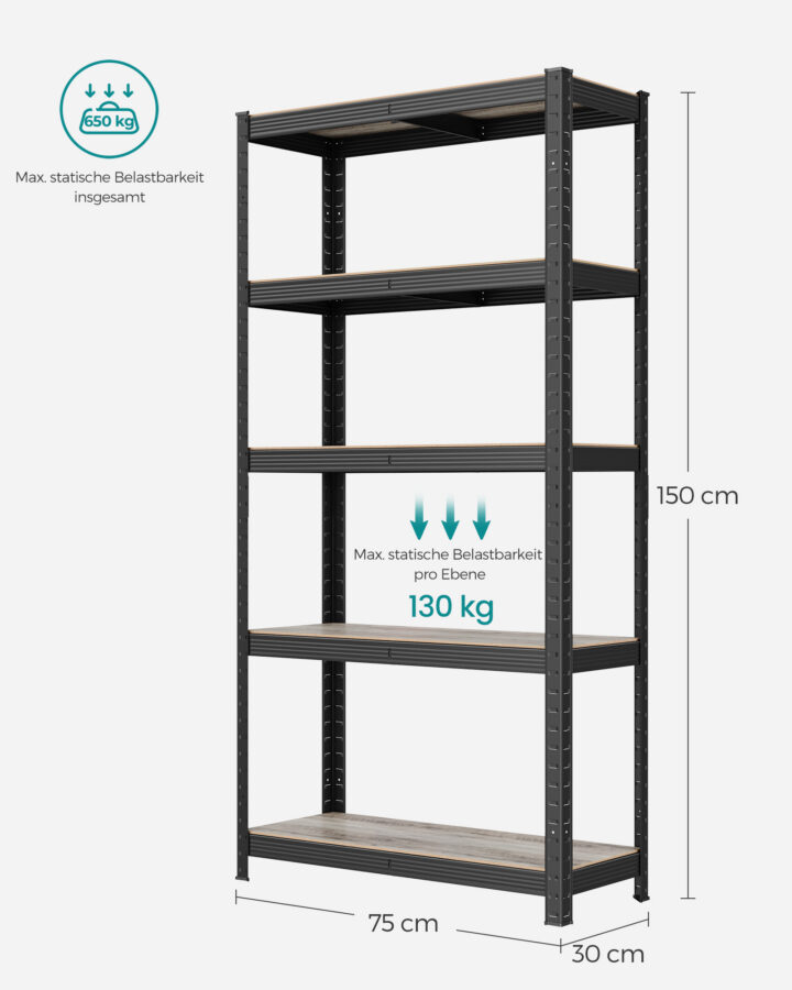 Riiulid 150x75x30cm hall, kohvikarva Köögiriiulid