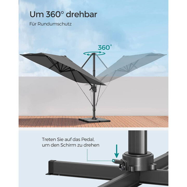 Terrassi päikesevari 300x300cm hall Päikesevarjud ja jalad