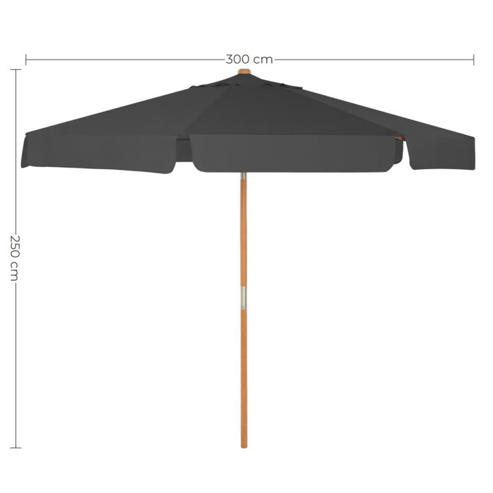 Puidust päikesevari 300x250cm hall Päikesevarjud ja jalad