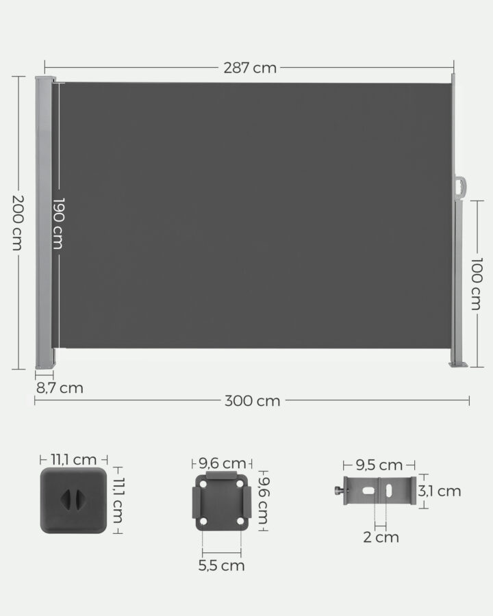 Külgvarikatus 200x300cm hall Varikatused