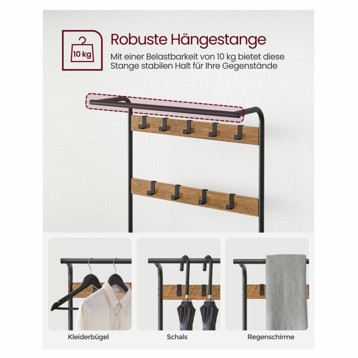 Riiete kuivatustugi 183x72x33.7cm, must, maa soe pruun Riidestanged