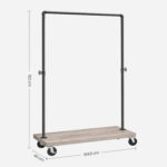 Riidepuu 160×104.5x40cm, must, hele elevandiluu Metallist riidepuud