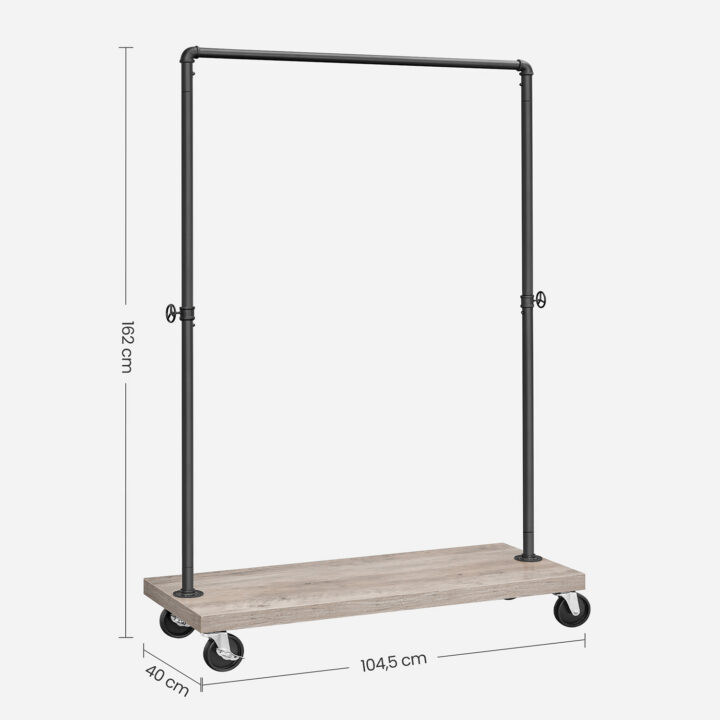 Riidepuu 160×104.5x40cm, must, hele elevandiluu Metallist riidepuud