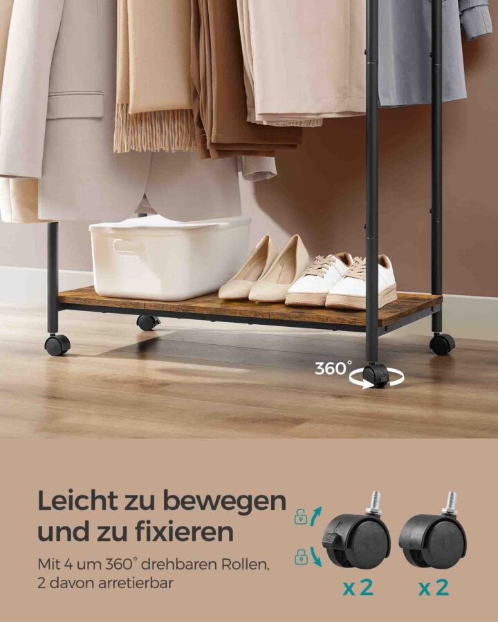 Riiul riietele 98.5×39.6×156.8cm Metallist riidepuud