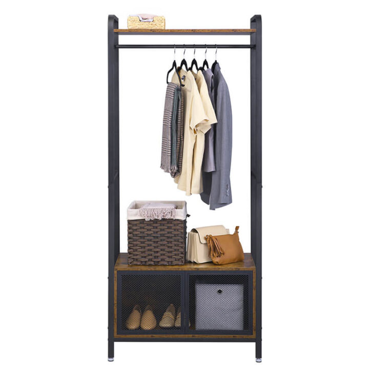 Riidestange 80x40x180cm maalähedane pruun, must Puidust riidepuud