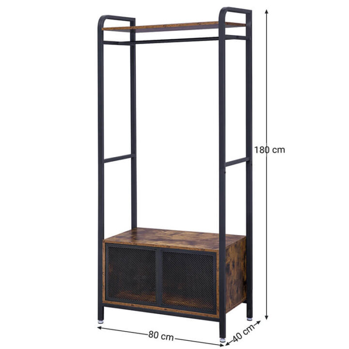 Riidestange 80x40x180cm maalähedane pruun, must Puidust riidepuud