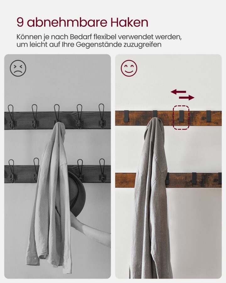 Riidepuu 183x84x33.7cm must, retro värv Riidestanged