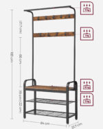 Riidepuu 183x84x33.7cm must, retro värv Riidestanged