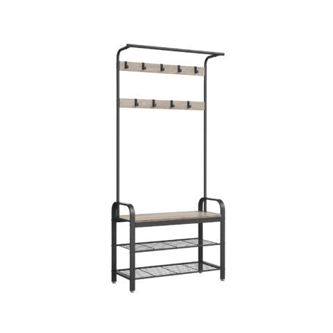 Riidenagi 183x84x33.7cm, must, hele elevandiluu Jalanõuderiiulid
