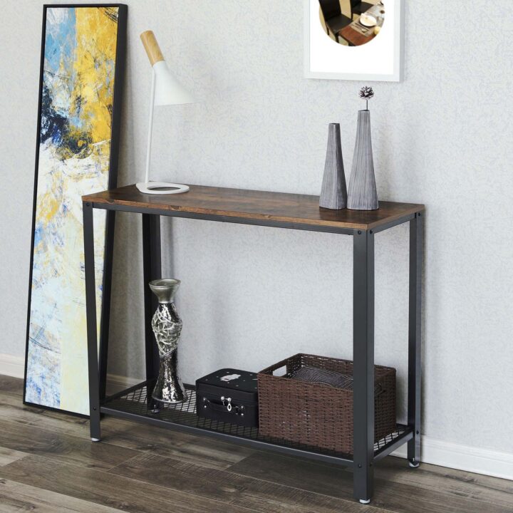 Konsoollaud diivanilauana 101.5x35x80cm antiikne, must Konsoollauad