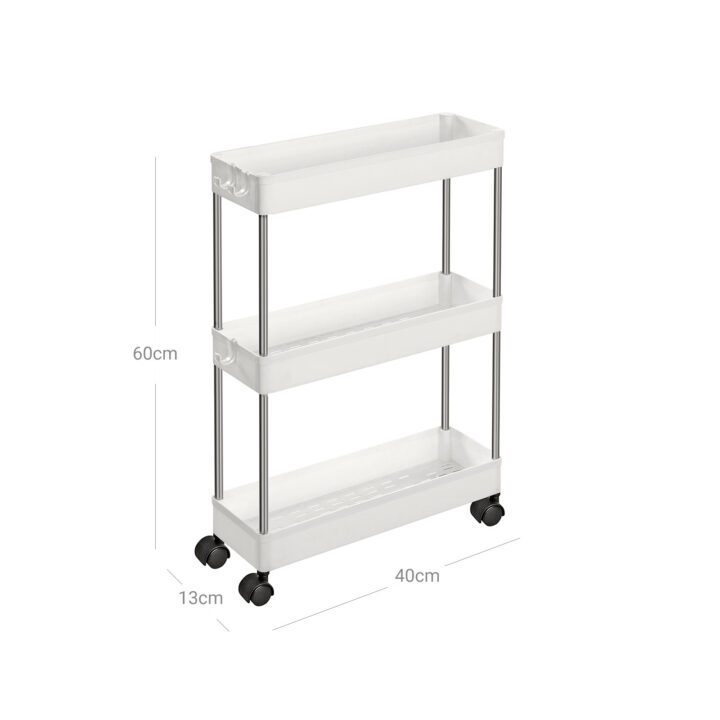 Ratastega riiul 40.1x13x60.6cm valge Köögiriiulid