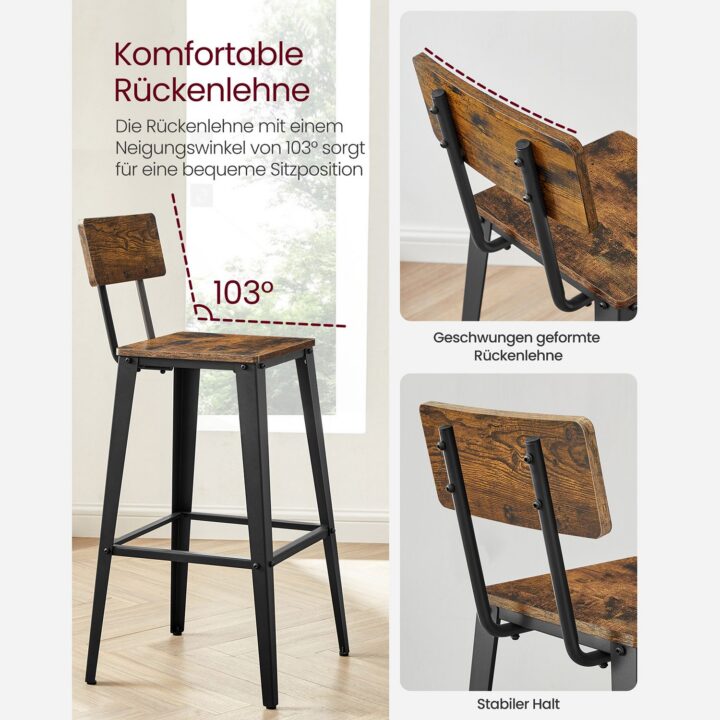 Baaritool 45.4×45.4×102.2cm vintage pruun-must Baaripukid ja baarilauad