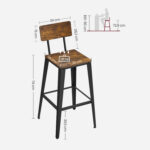 Baaritool 45.4×45.4×102.2cm vintage pruun-must Baaripukid ja baarilauad