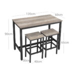 Baarilauakomplekt 120x60x90cm/40x30x65cm, beež, must Köögilauad