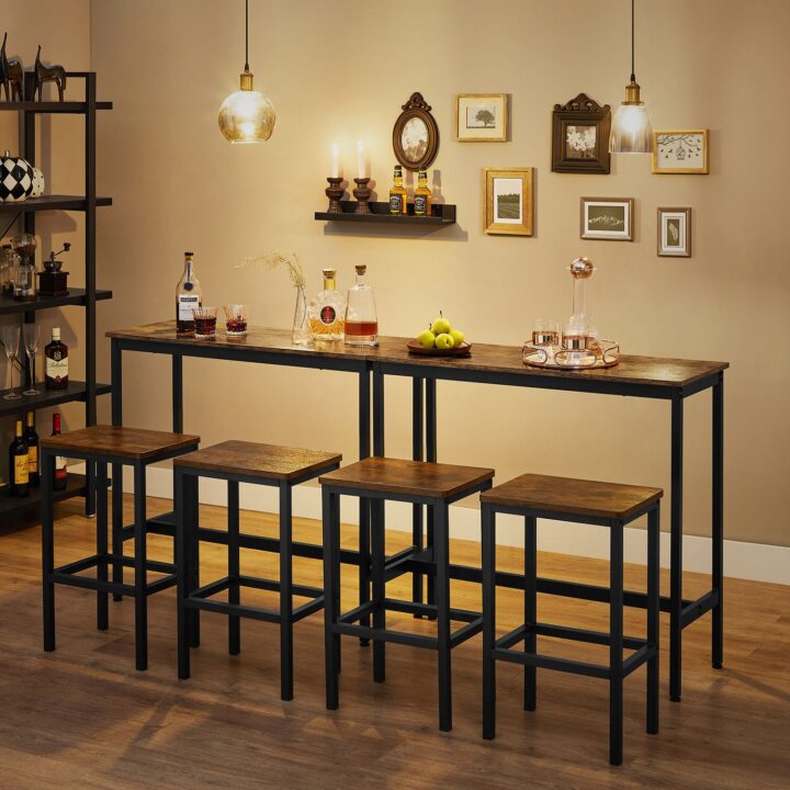 Baarilaudade komplekt 100x40x90cm/30x40x65cm, must Baarilauad