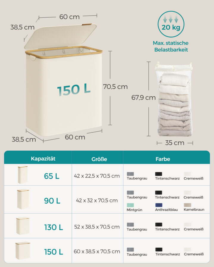 Pesukorv 60×38.5×70.5cm Pesukorvid ja hoiukastid
