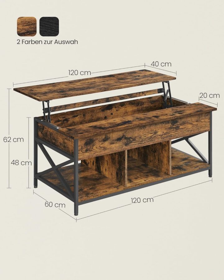 Kohvilaud 120×59.9×49.4cm vintage pruun/must Kohvilauad