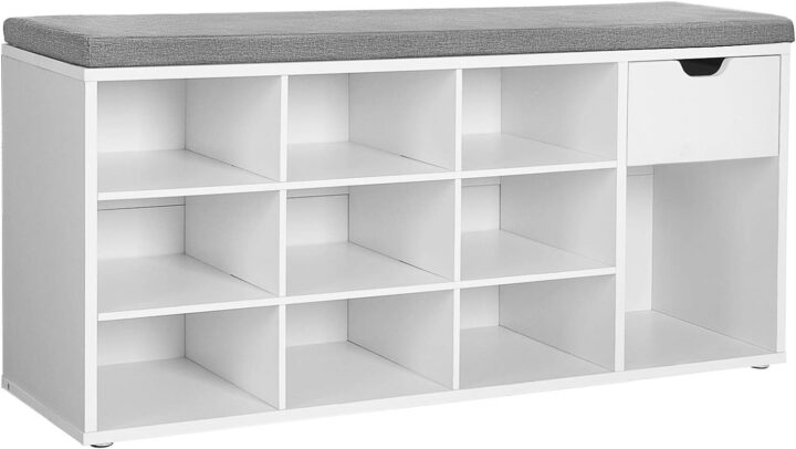 Jalatsipink 104×30.5x48cm valge, hall Kingakapid, riiulid ja pingid