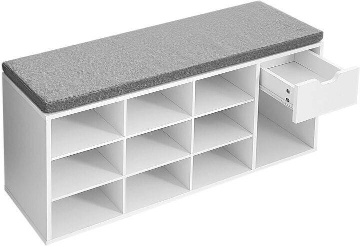 Jalatsipink 104×30.5x48cm valge, hall Kingakapid, riiulid ja pingid