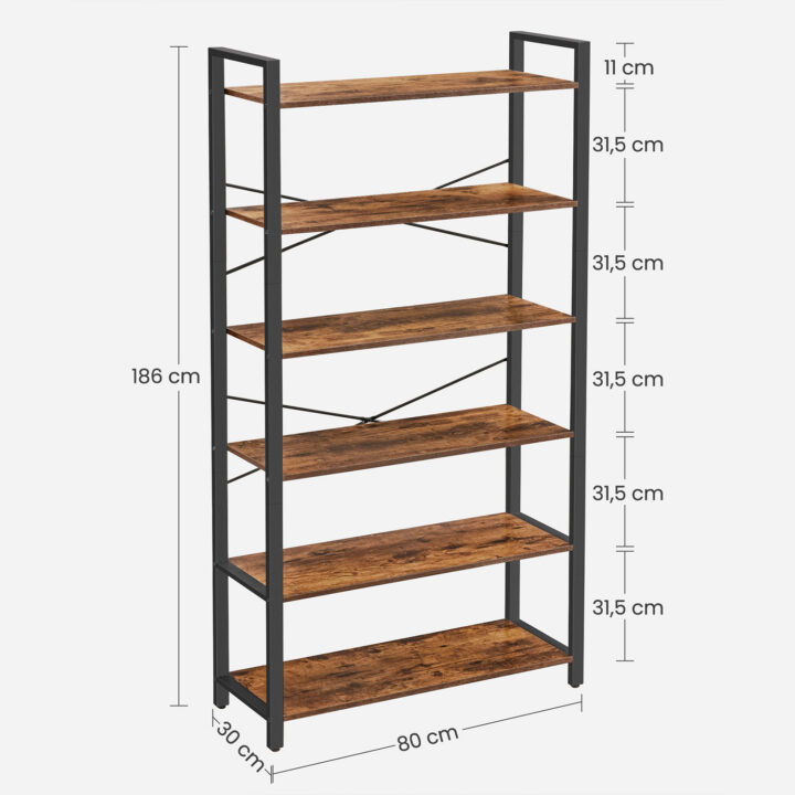 Redelriiul 80x30x184.3cm must, retrovärv Raamaturiiulid