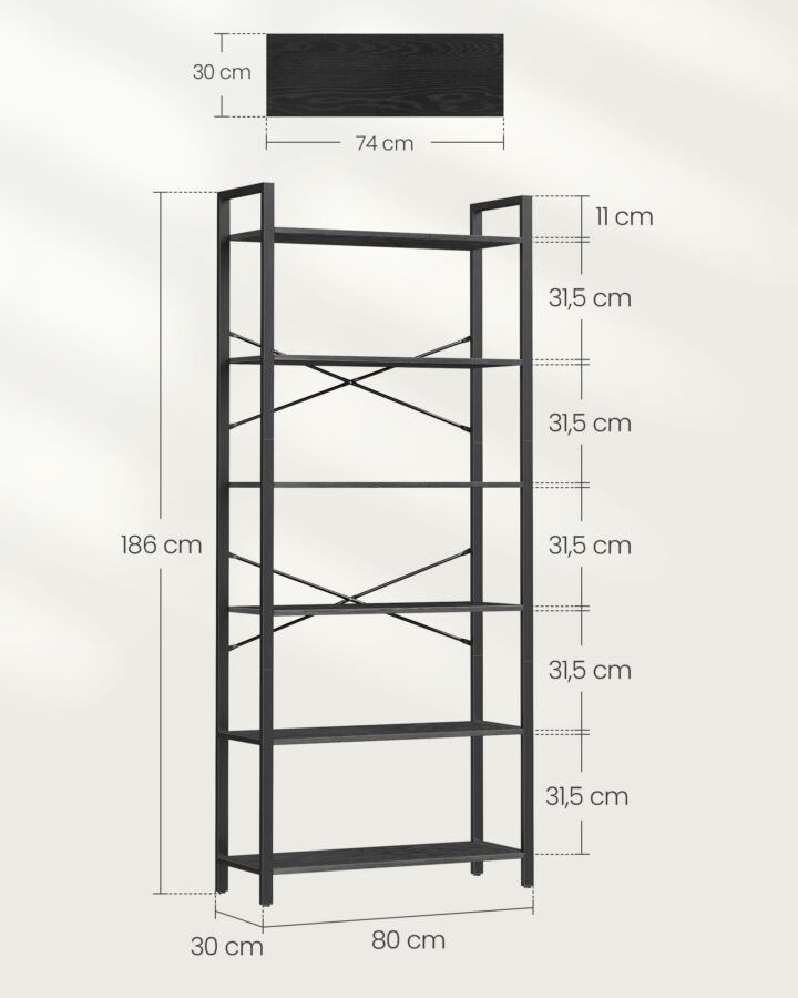 Redeli riiul 80x30x184.3cm Raamaturiiulid