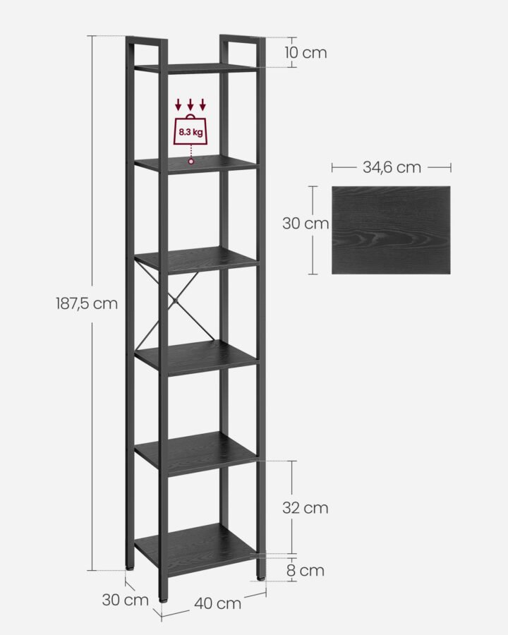 Raamatukapp 39.6x30x186.1cm Raamaturiiulid