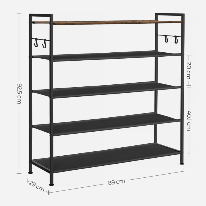 Kingariiul 90x29x92.5cm must Jalanõuderiiulid