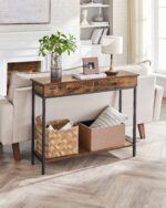 Konsoollaud 100x30x80cm vintage pruun-must Riiulid