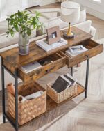 Konsoollaud 100x30x80cm vintage pruun-must Riiulid