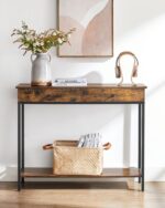 Konsoollaud 100x30x80cm vintage pruun-must Riiulid