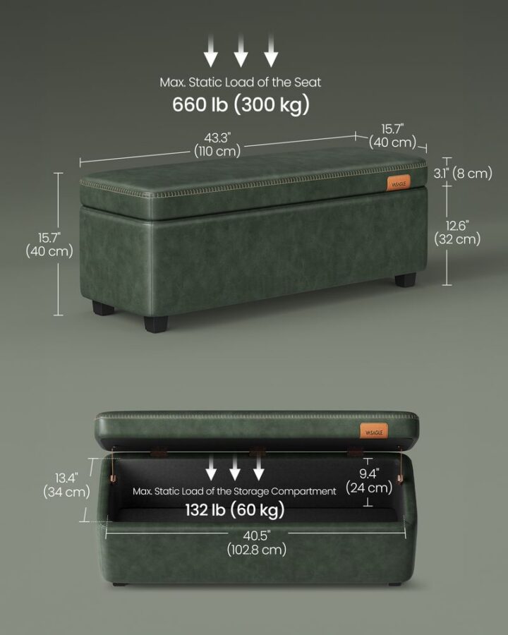 Hoiupuf 110x40x40cm Voodiotsa kastid ja pingid