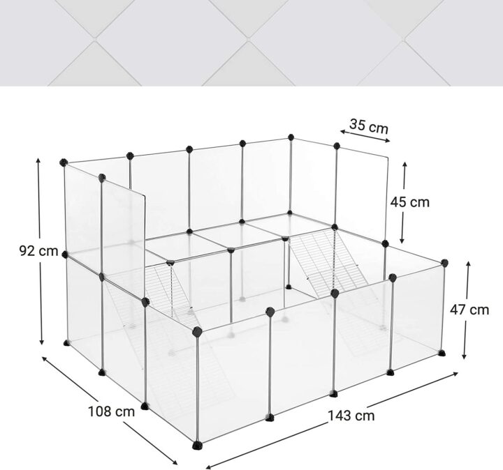 Plastikust aedik 143x108x93cm valge, must Lemmikloomatarbed