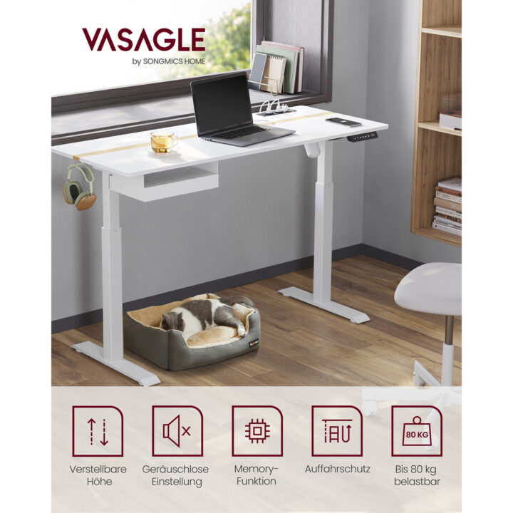 Seisulaud 140x60x72-120 valge Reguleeritava kõrgusega lauad