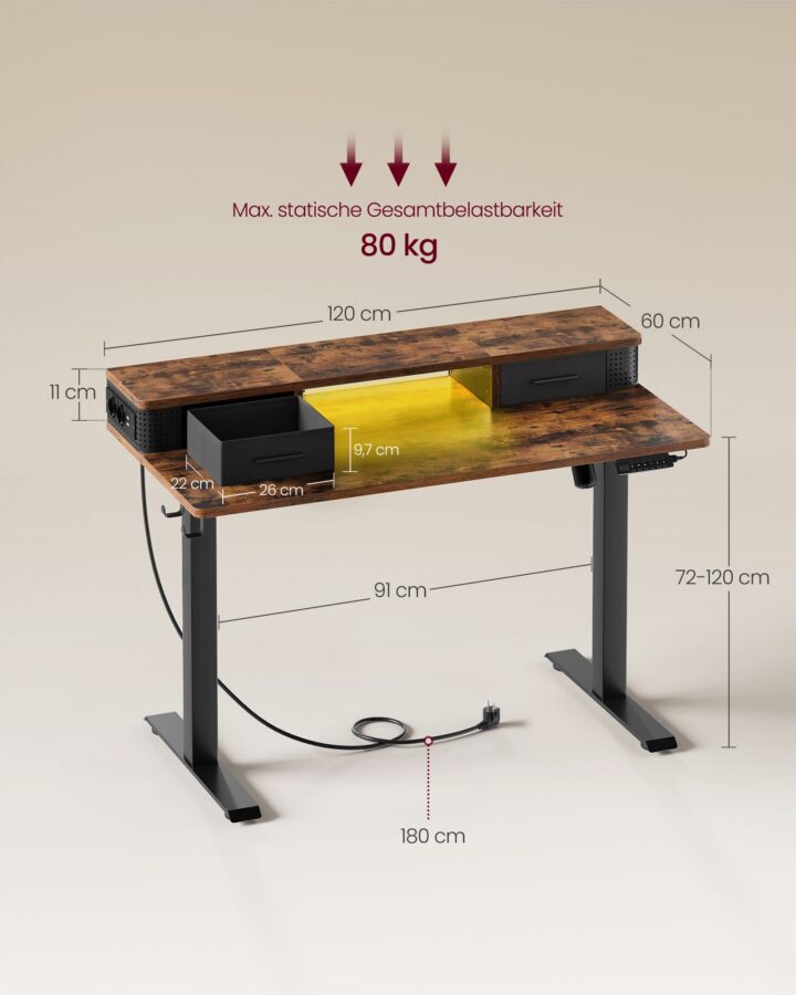 Seisulaud 120x60x(83.5-131.5cm) Reguleeritava kõrgusega lauad