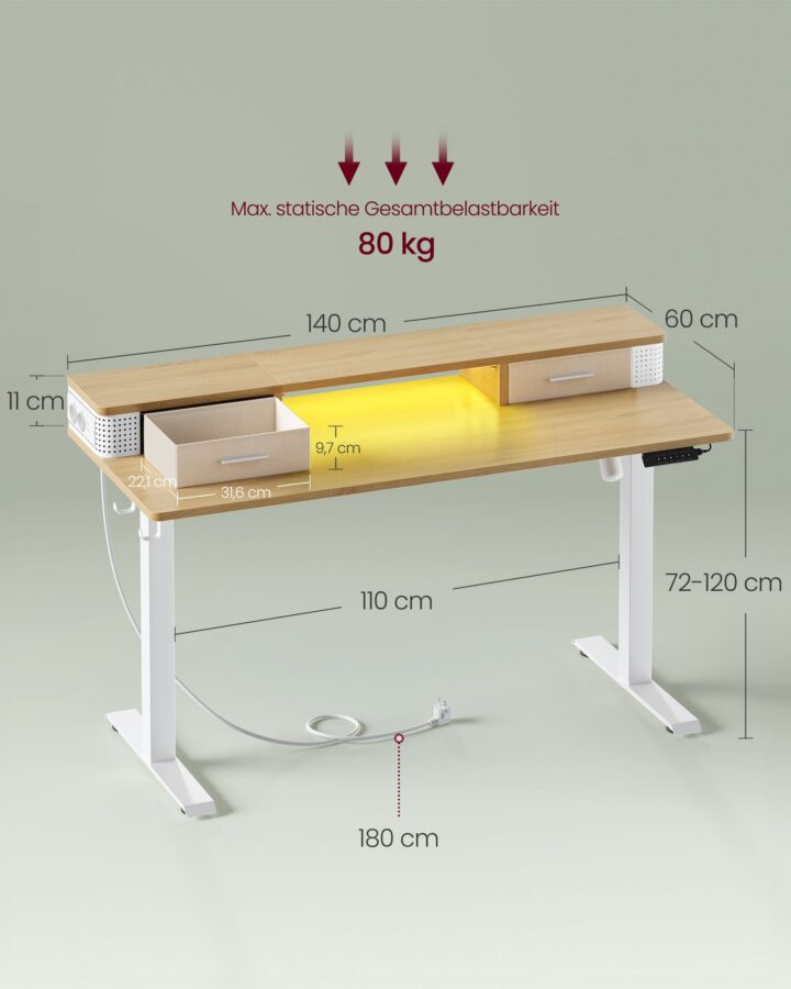 Seisulaud 140x60x(83.5-131.5cm) Reguleeritava kõrgusega lauad