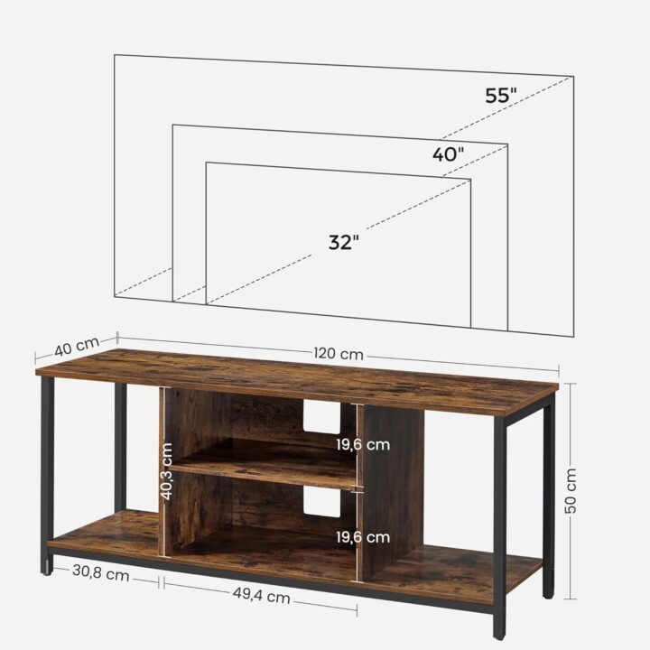 TV alus riiulitega 120x40x50cm TV-alused