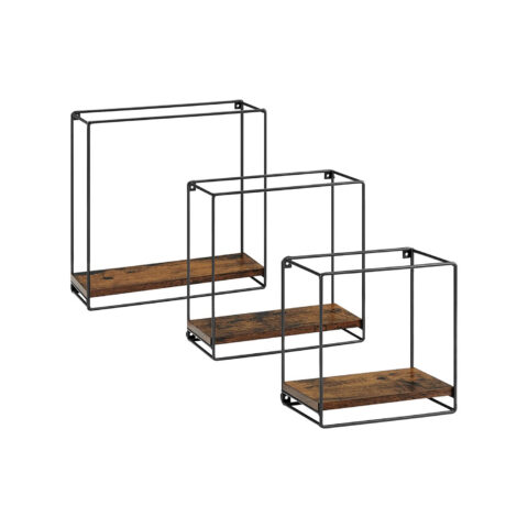 Seinariiulite komplekt 32.0×32.0x12.0cm must, retrovärv Seinariiulid