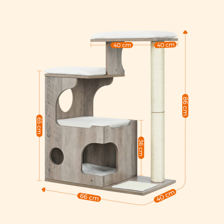 Kassipuu 66x42x88cm hall Kasside kraapimis- ja ronimispuud