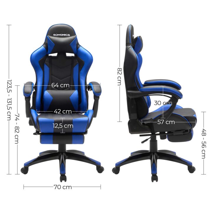 Mänguritool 66x73x(123.5-131.5) cm must,sinine Ergonoomilised toolid