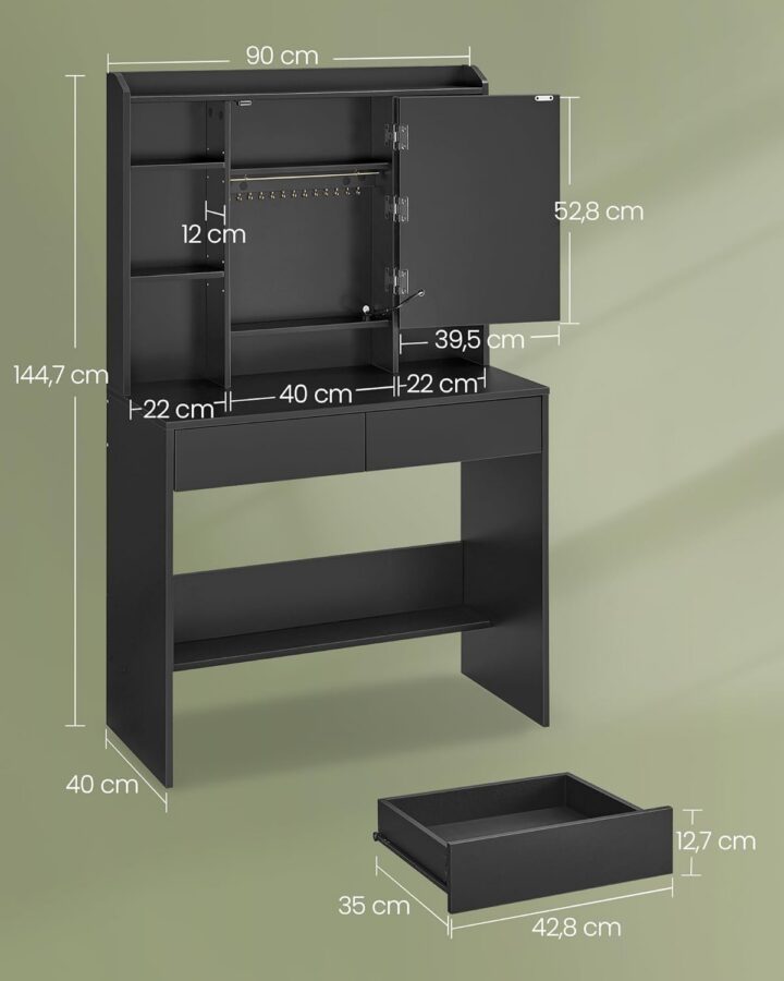 Peegliga laud 90x40x144.7cm Meigilauad