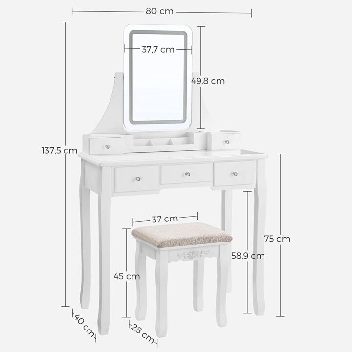 Meigilaud 90x40x137.5cm valge Meigilauad