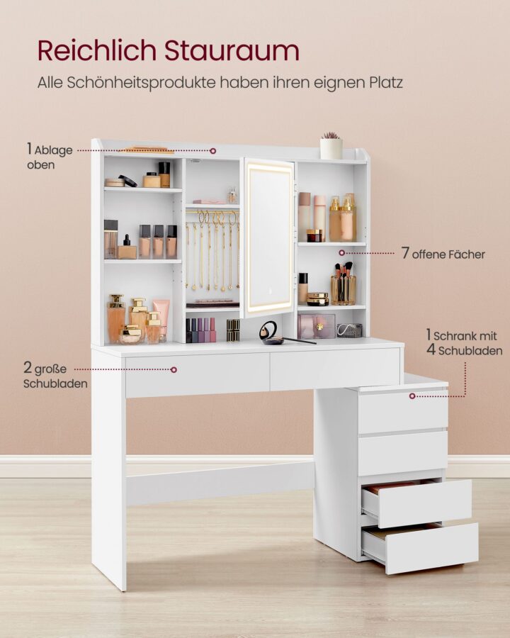 Peegliga kirjutuslaud 117.5x40x145cm Meigilauad
